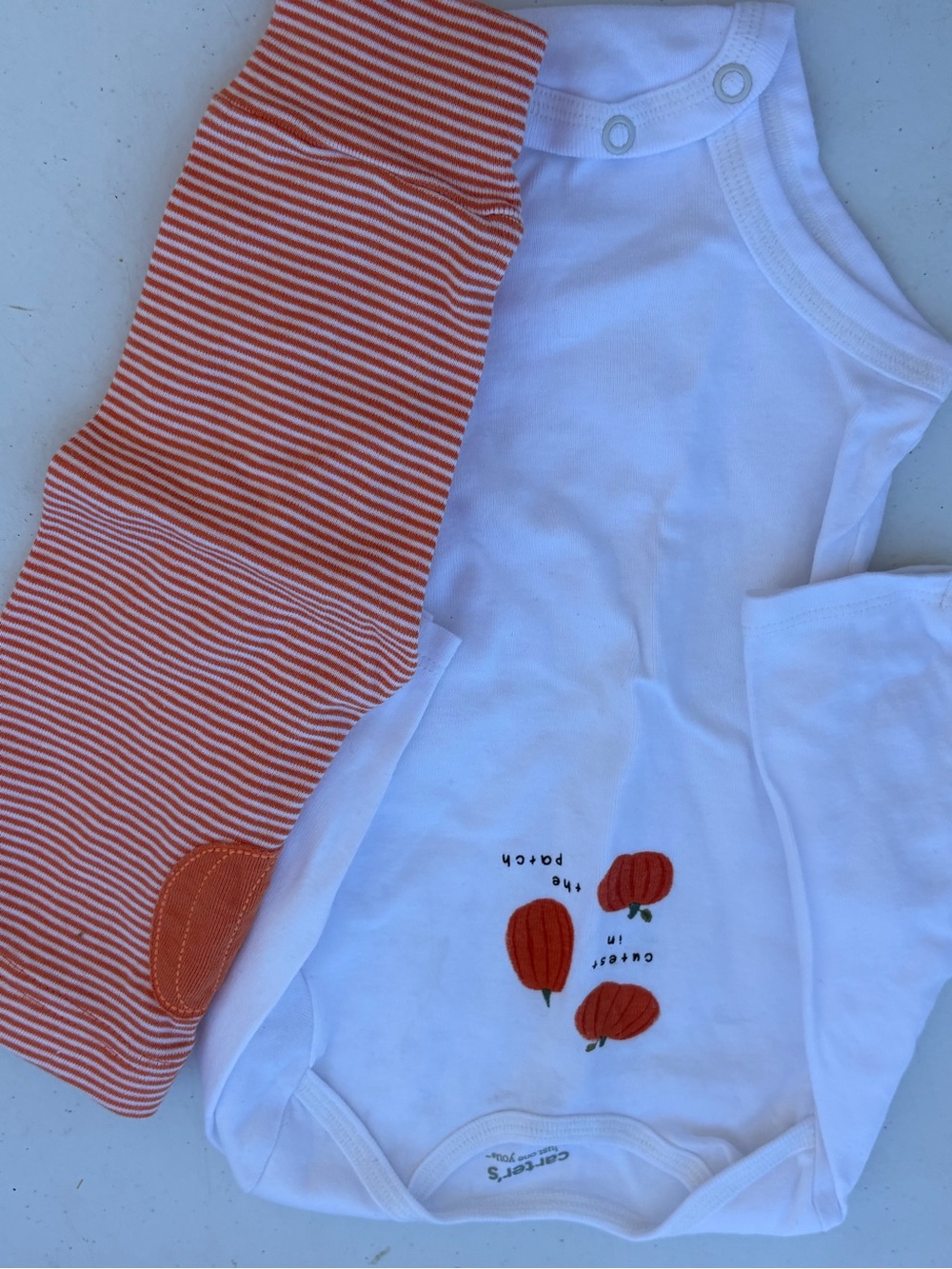 Carter's White and Orange Pumpkin Matching Set